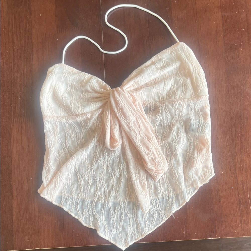 Lace Halter Top with Bow